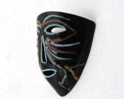 Masque mural Accolay en céramique noire, années 60