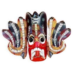 Masque mural Bois sculpté polychrome