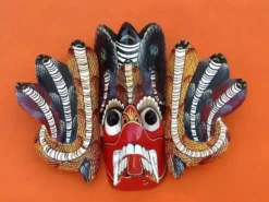 Masque mural Bois sculpté polychrome