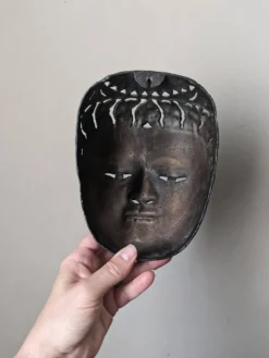Masque mural en bronze Asie fabrication artisanale