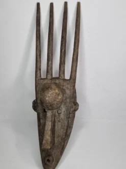 Masque N'Tomo Bambara, Mali, Bois Sculpté, Patine Ancienne, XXe, 64 cm