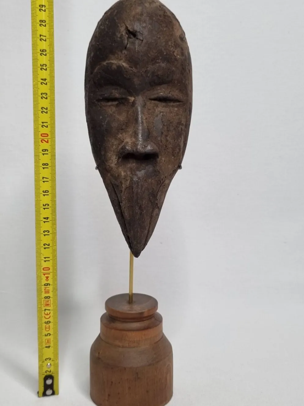 Masque passeport africain ancien Dan Mahou à long bec, 19 cm