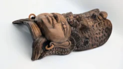 Masque Sculptural Bois - Visage & Cobra Royal (Naga) - Art Tribal Indonésie