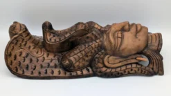 Masque Sculptural Bois - Visage & Cobra Royal (Naga) - Art Tribal Indonésie