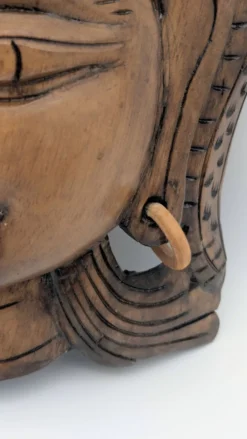 Masque Sculptural Bois - Visage & Cobra Royal (Naga) - Art Tribal Indonésie