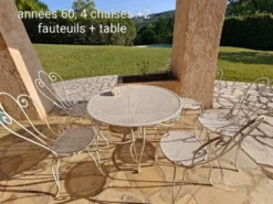 Mathieu Mategot salon de jardin 7 pièces fer forgé 1960