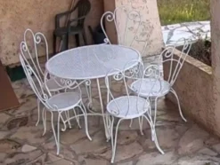 Mathieu Mategot salon de jardin 7 pièces fer forgé 1960