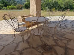 Mathieu Mategot salon de jardin 7 pièces fer forgé 1960
