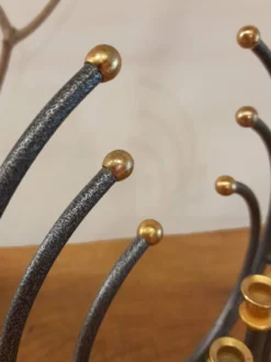 Menorah Hanoukia plaquée or et argent, made in Israël par Karshi, 1970