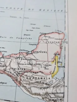Mexique, carte d'époque, 1887, Authentique.