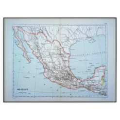 Mexique, carte d'époque, 1887, Authentique.