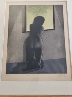 Michel Mathonnat, Une aussi longue attente, Eau-forte signée, 63 x 77 cm