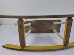 Mid-Century Czechoslovak Wooden Rocking Horse, Hand-Painted, 1960s
