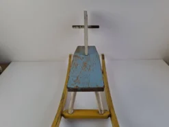 Mid-Century Czechoslovak Wooden Rocking Horse, Hand-Painted, 1960s