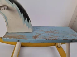 Mid-Century Czechoslovak Wooden Rocking Horse, Hand-Painted, 1960s