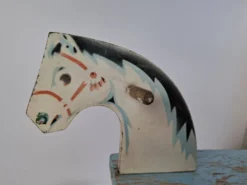 Mid-Century Czechoslovak Wooden Rocking Horse, Hand-Painted, 1960s