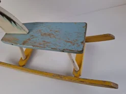 Mid-Century Czechoslovak Wooden Rocking Horse, Hand-Painted, 1960s