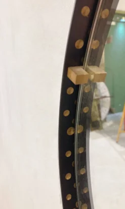 Mid-Century Modern Brass and Steel Drop-Shaped Mirror, Italy, 1970s
