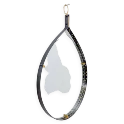 Mid-Century Modern Brass and Steel Drop-Shaped Mirror, Italy, 1970s