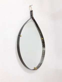 Mid-Century Modern Brass and Steel Drop-Shaped Mirror, Italy, 1970s