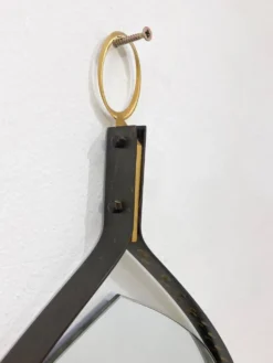 Mid-Century Modern Brass and Steel Drop-Shaped Mirror, Italy, 1970s
