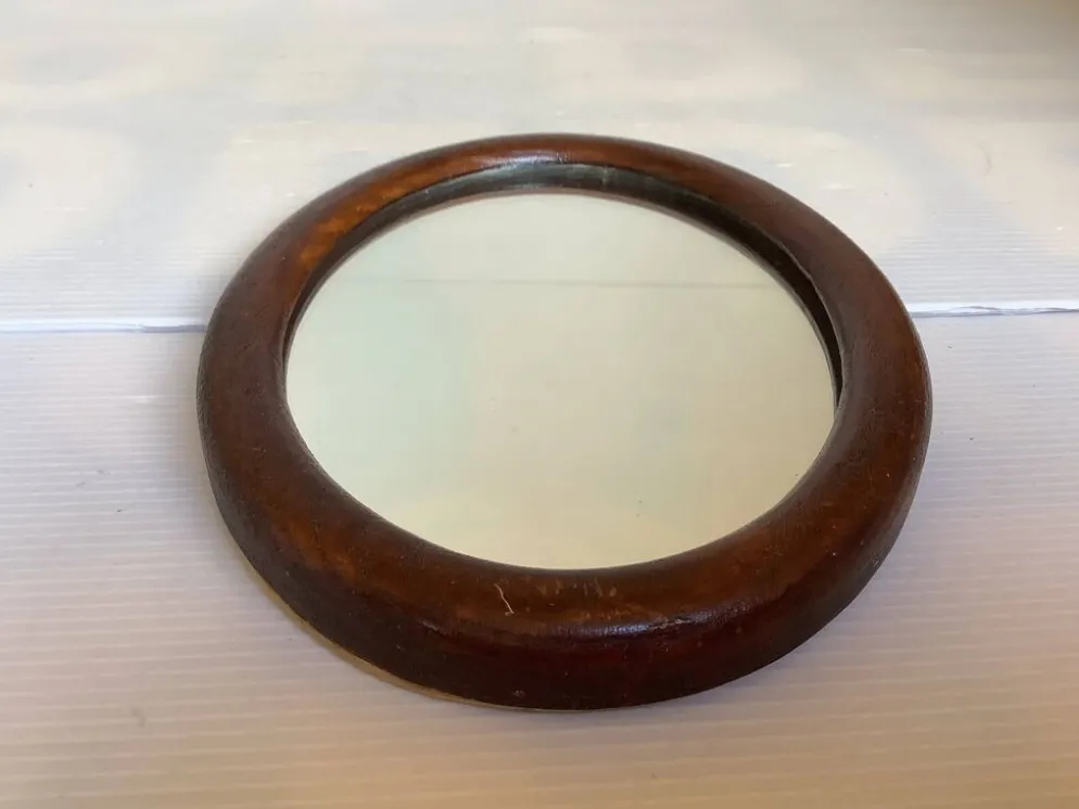 Mini miroir ovale en bois