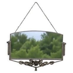 Miroir ancien Art déco en métal à décor de roses – miroir mural vintage ann