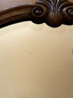 Miroir ancien biseauté, cadre en chêne