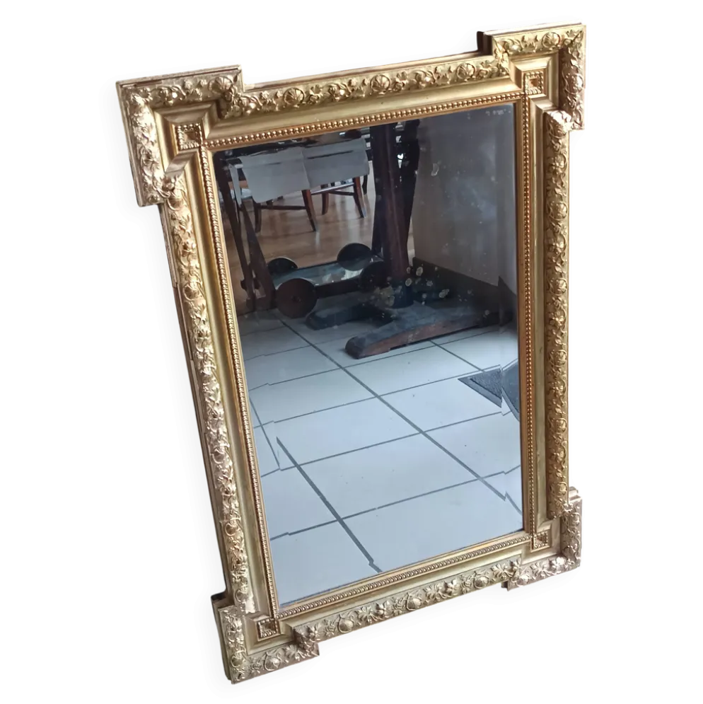 Miroir ancien bois et stuc doré néo Louis XVI