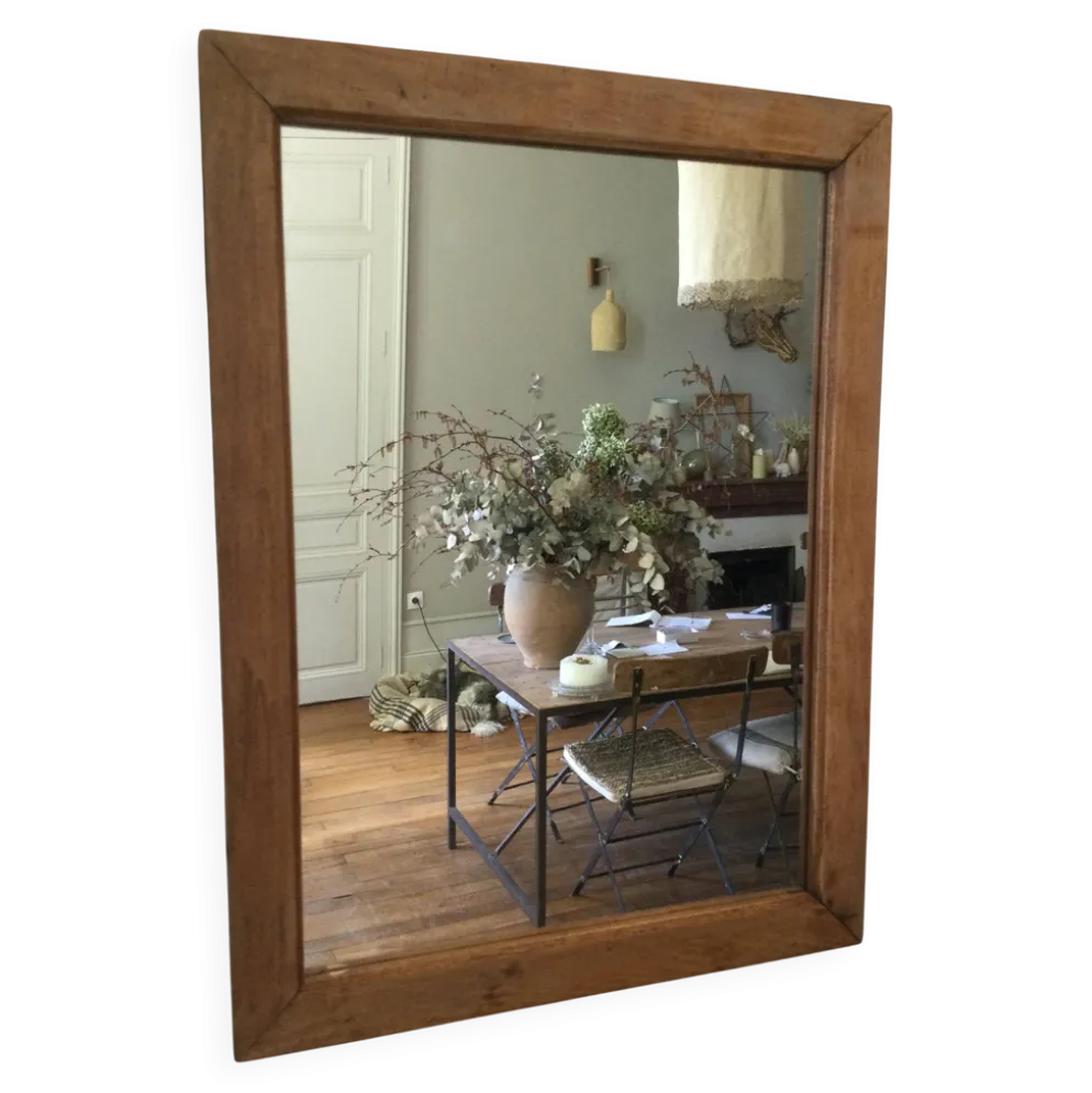 Miroir ancien bois naturel
