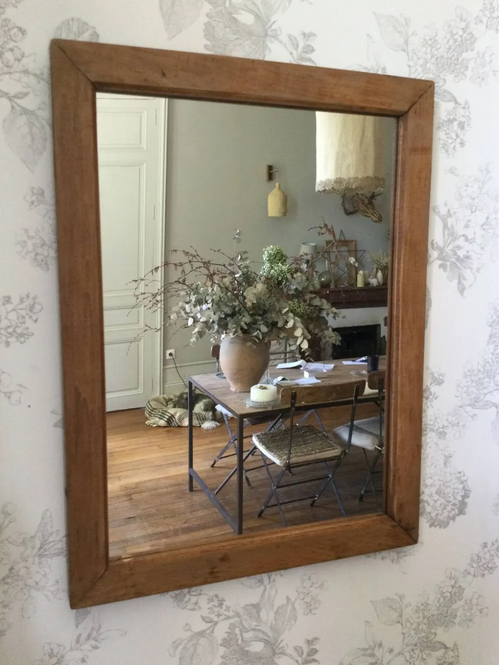 Miroir ancien bois naturel