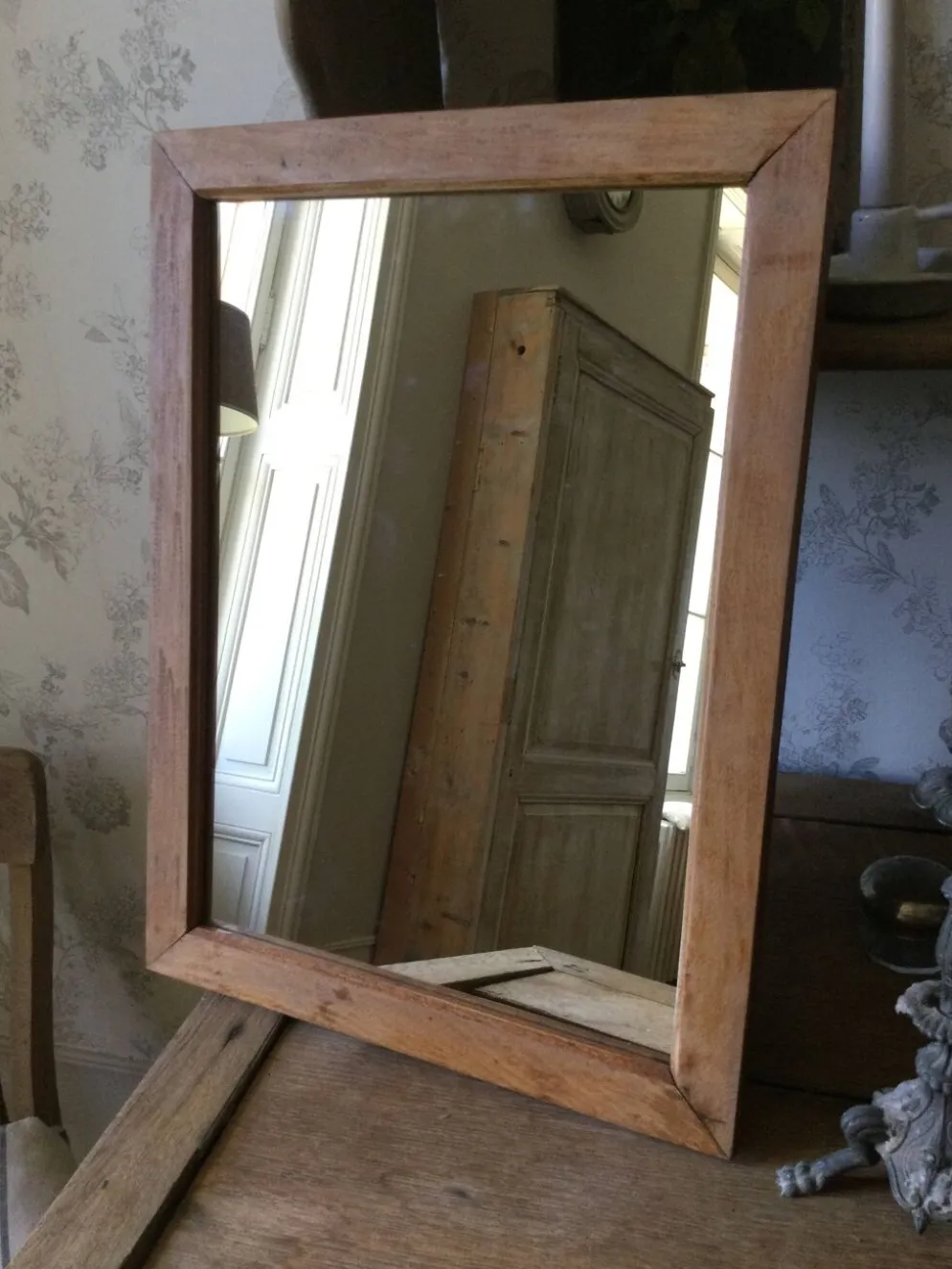 Miroir ancien bois naturel