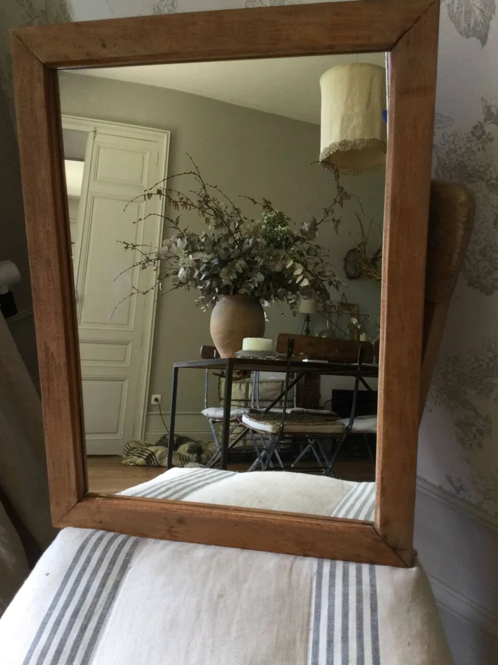 Miroir ancien bois naturel