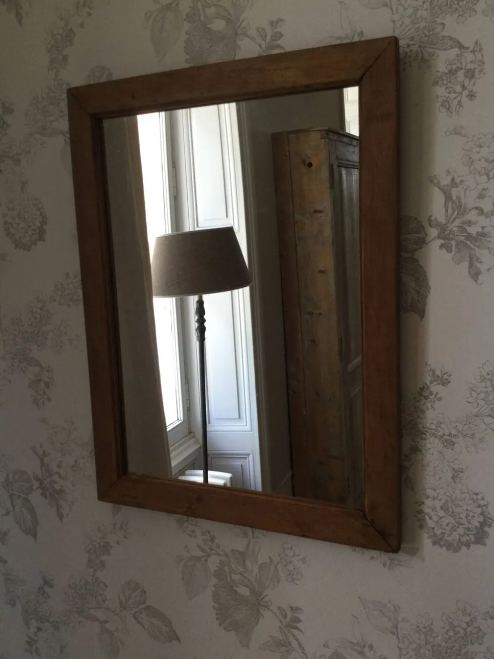 Miroir ancien bois naturel