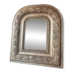 Miroir ancien en bois et stuc doré à décor de vigne – fin XIXe siècle