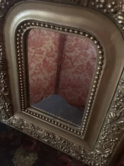 Miroir ancien en bois et stuc doré à décor de vigne – fin XIXe siècle
