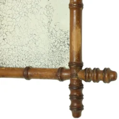 Miroir ancien en bois imitation bambou France 40x34cm