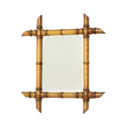 Miroir ancien en bois imitation bambou France 45x39cm