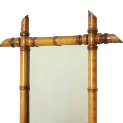 Miroir ancien en bois imitation bambou France 45x39cm