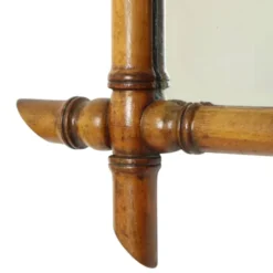Miroir ancien en bois imitation bambou France 45x39cm