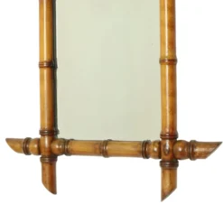 Miroir ancien en bois imitation bambou France 45x39cm