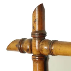 Miroir ancien en bois imitation bambou France 45x39cm