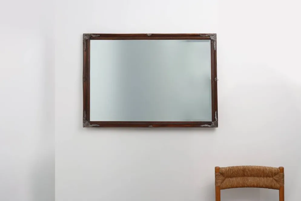 Miroir ancien à facettes en bois sculpté, France, années 1850