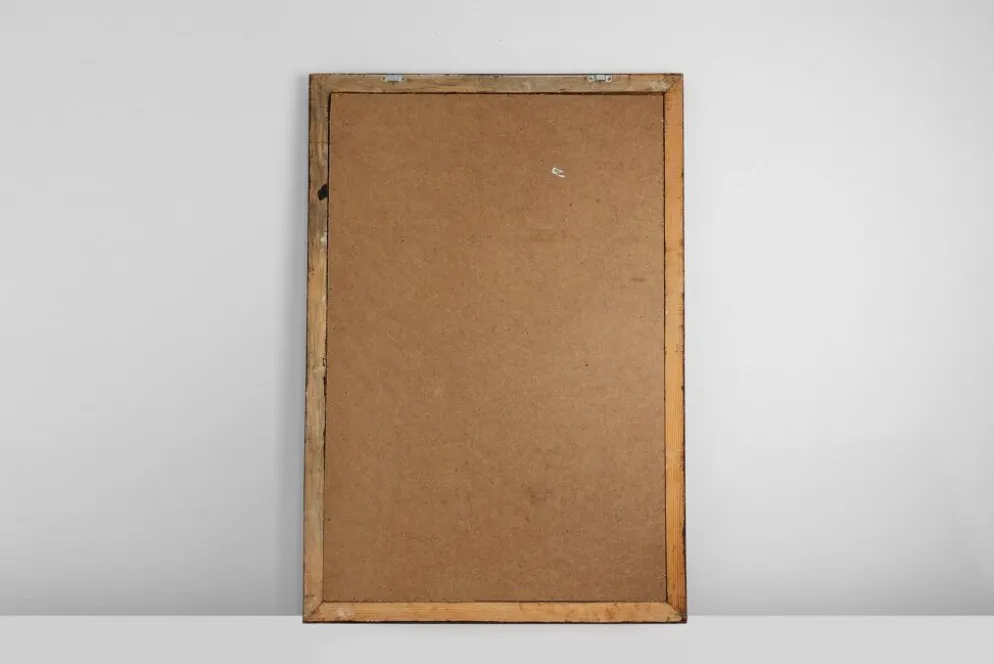 Miroir ancien français à facettes en bois sculpté, vers 1850