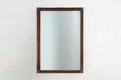 Miroir ancien français à facettes en bois sculpté, vers 1850