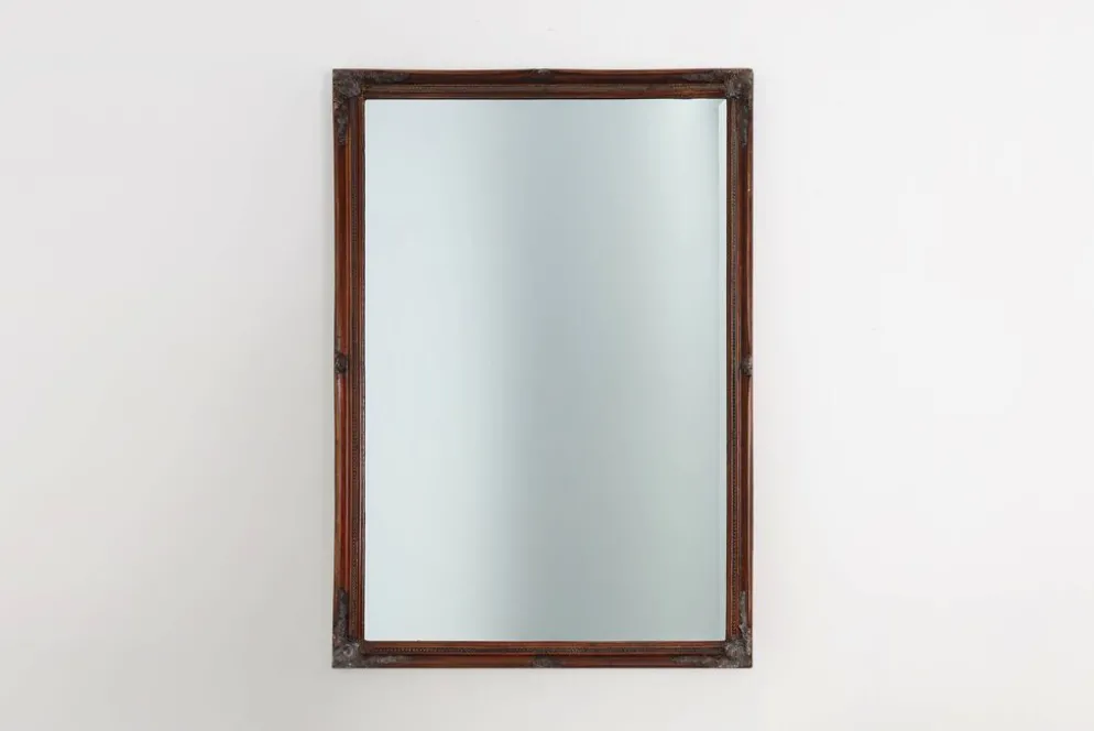 Miroir ancien français à facettes en bois sculpté, vers 1850