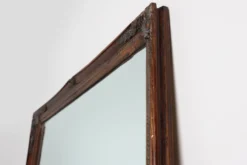 Miroir ancien français à facettes en bois sculpté, vers 1850