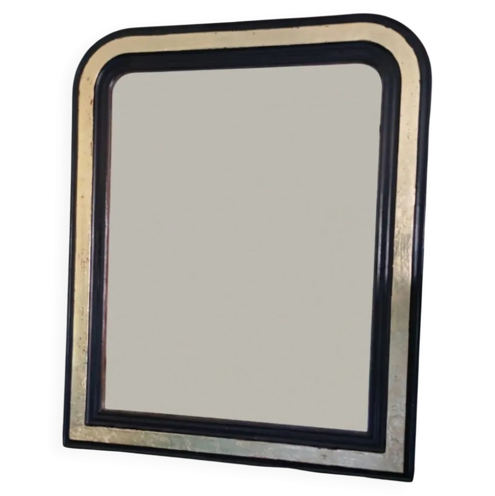 Miroir ancien noir et doré – 98 x 78