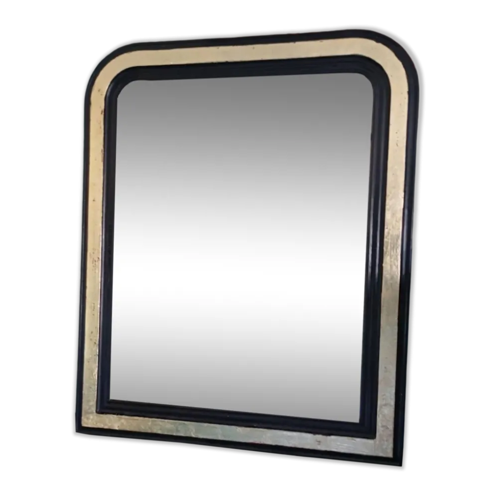 Miroir ancien noir et doré – 98 x 78