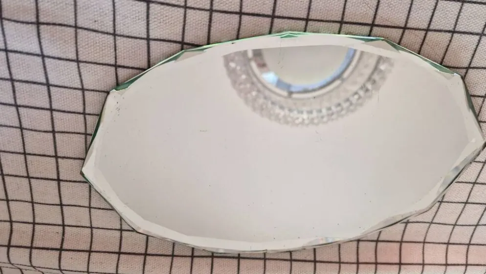 Miroir ancien à poser biseauté velours vintage